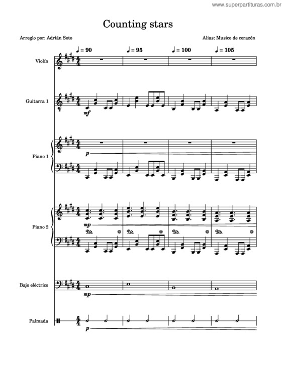 Partitura da música Counting Stars – Onerepublic Counting Stars Ensamble Instrumental