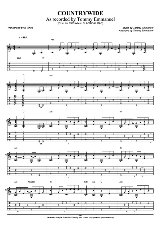 Partitura da música Countrywide