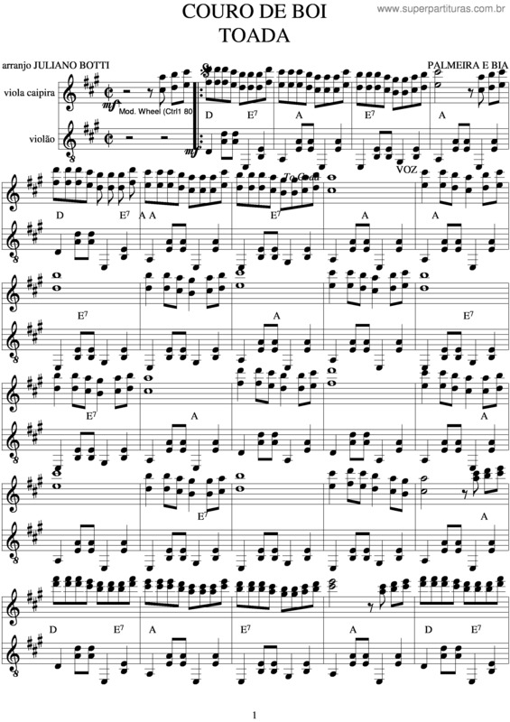 Partitura da música Couro De Boi