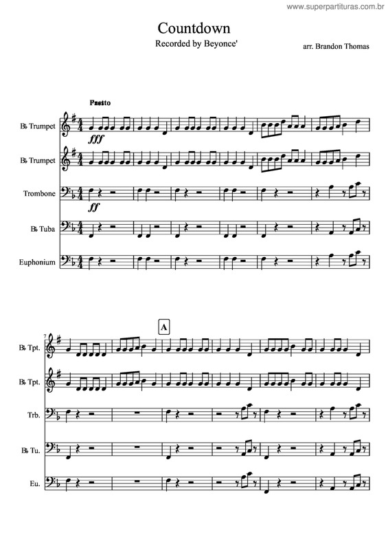 Partitura da música Coutdown