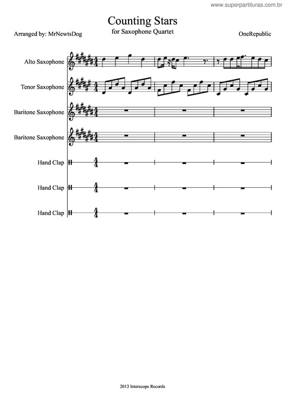 Partitura da música Couting Stars