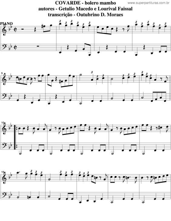 Partitura da música Covarde v.2