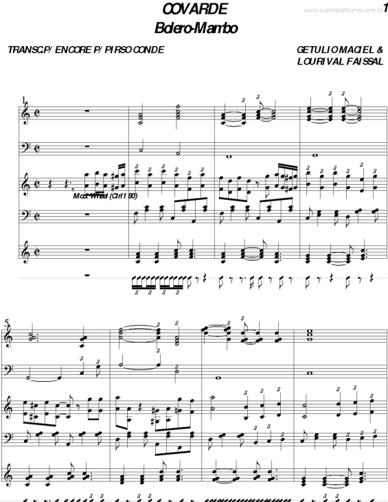 Partitura da música Covarde