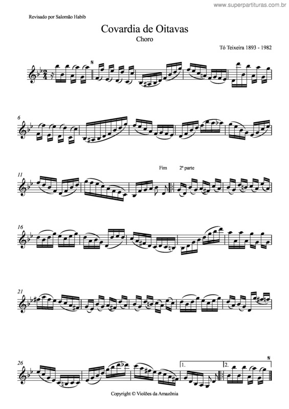 Partitura da música Covardia de Oitavas