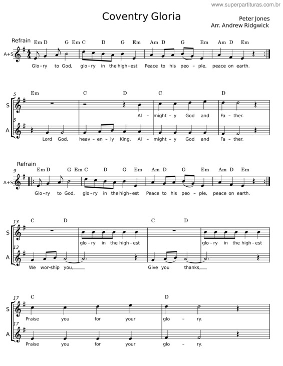 Partitura da música Coventry Gloria – Peter Jones