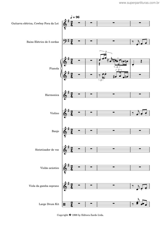 Partitura da música Cowboy Fora Da Lei – Raul Seixas v.4