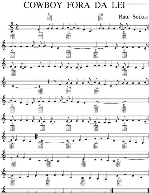 Partitura da música Cowboy fora da lei v.3