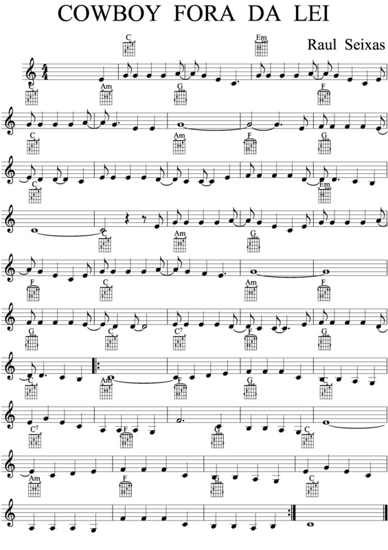 Partitura da música Cowboy Fora da Lei v.5