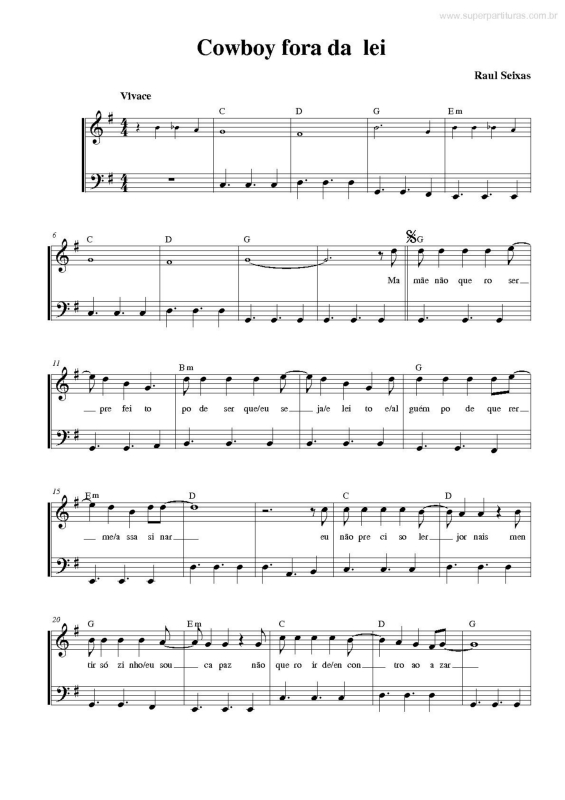 Partitura da música Cowboy Fora Da Lei