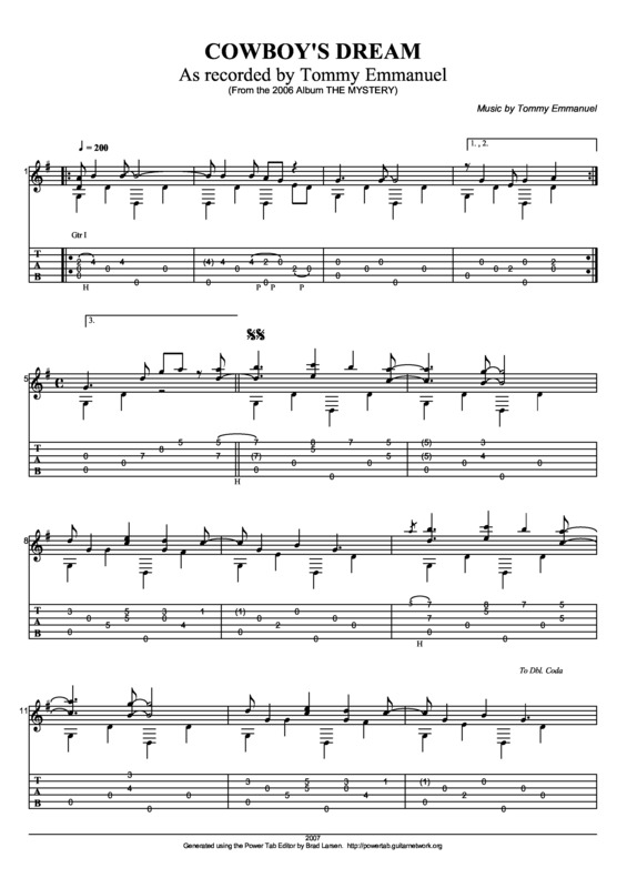 Partitura da música Cowboys Dream