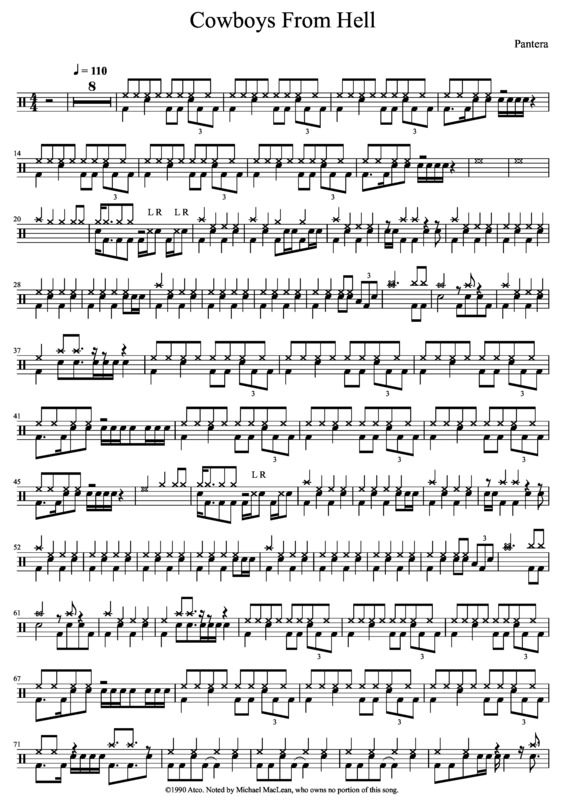 Partitura da música Cowboys From Hell
