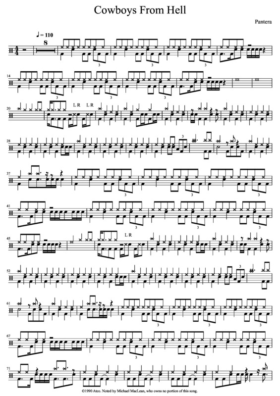 Partitura da música Cowboys From Hell