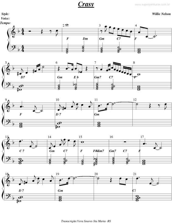 Partitura da música Crasy