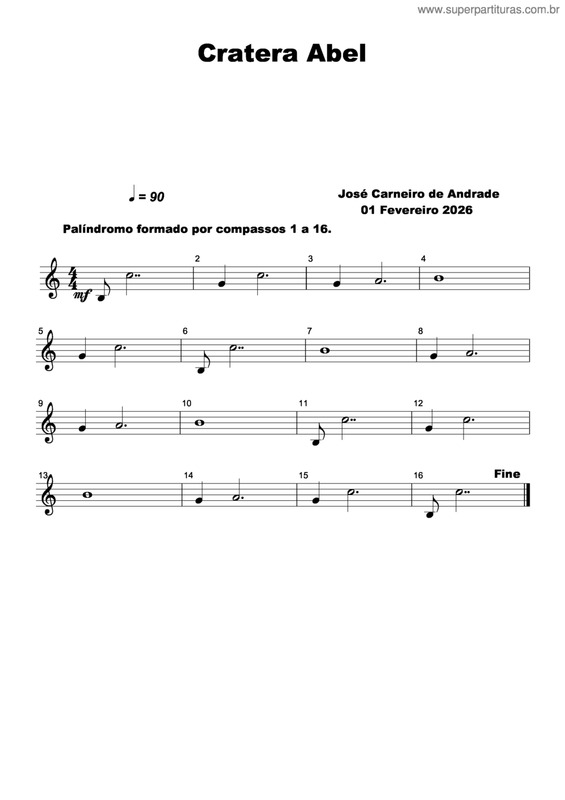 Partitura da música Cratera Abel