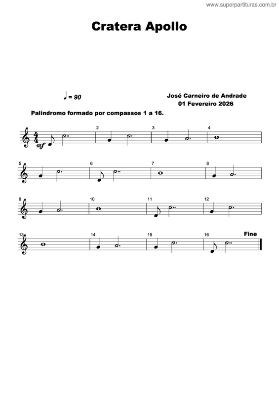 Partitura da música Cratera Apollo