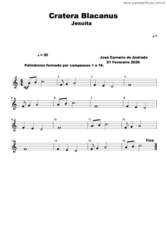 Partitura da música Cratera Blacanus