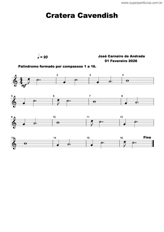 Partitura da música Cratera Cavendish