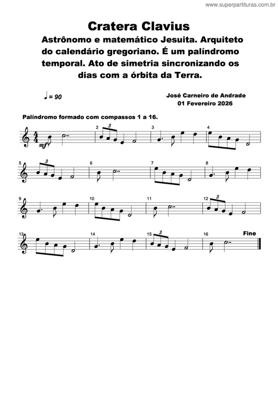 Partitura da música Cratera Clavius