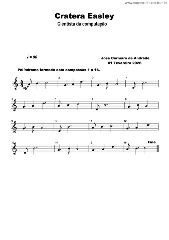 Partitura da música Cratera Easley