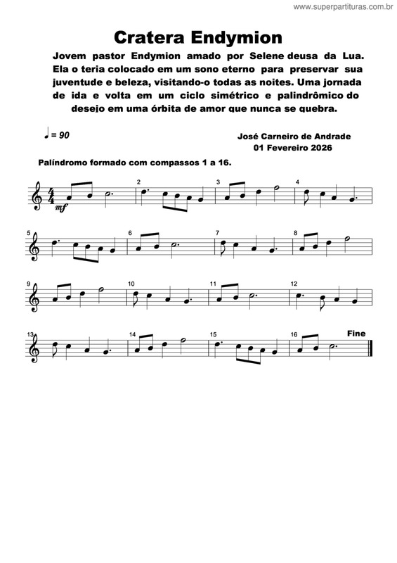 Partitura da música Cratera Endymion