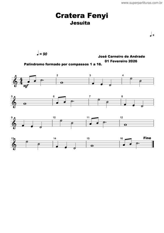 Partitura da música Cratera Fenyi