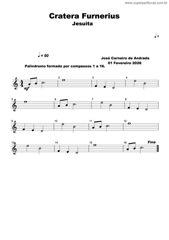 Partitura da música Cratera Furnerius