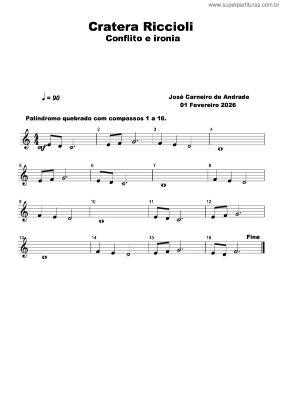 Partitura da música Cratera Riccioli