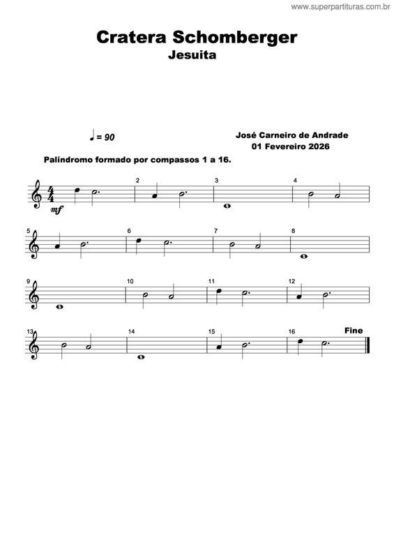 Partitura da música Cratera Schomberger