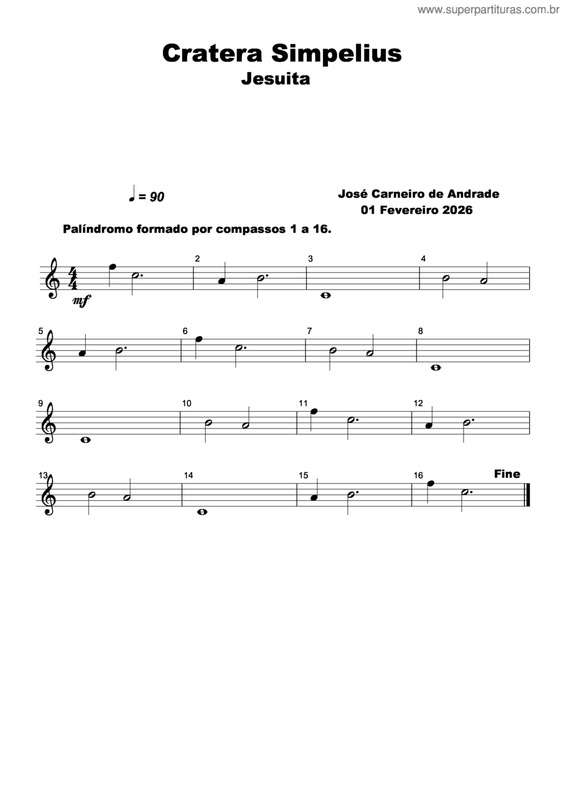 Partitura da música Cratera Simpelius