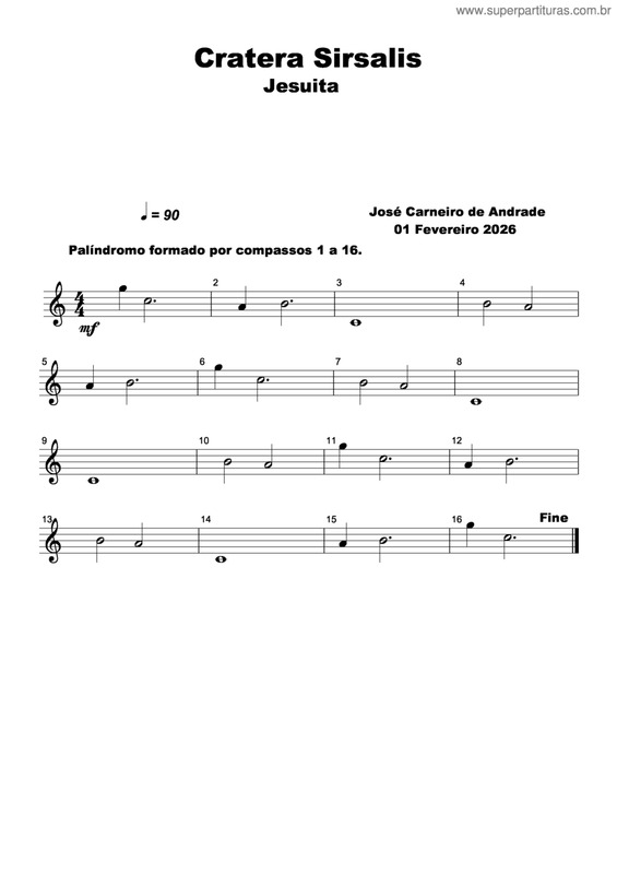 Partitura da música Cratera Sirsalis