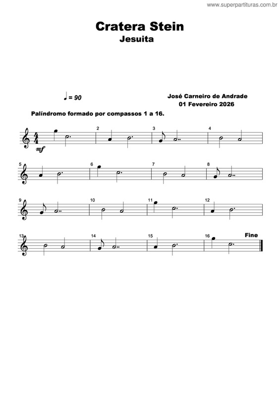 Partitura da música Cratera Stein