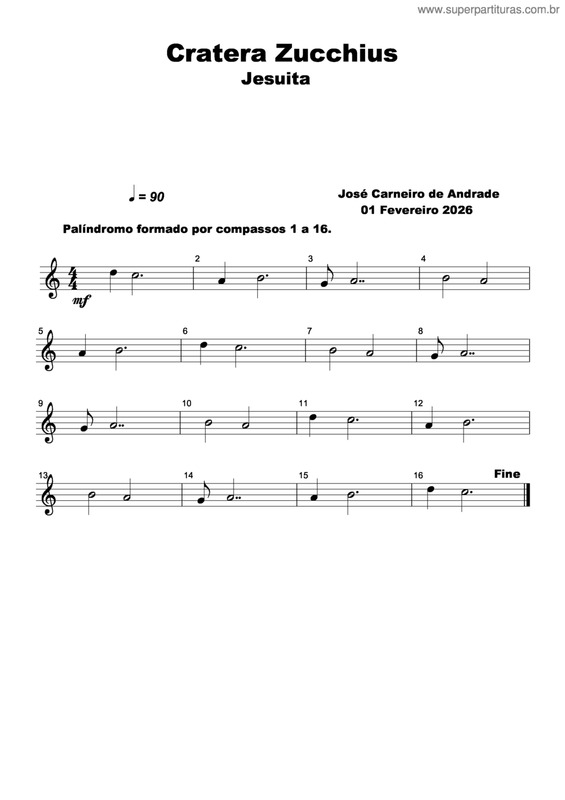 Partitura da música Cratera Zucchius