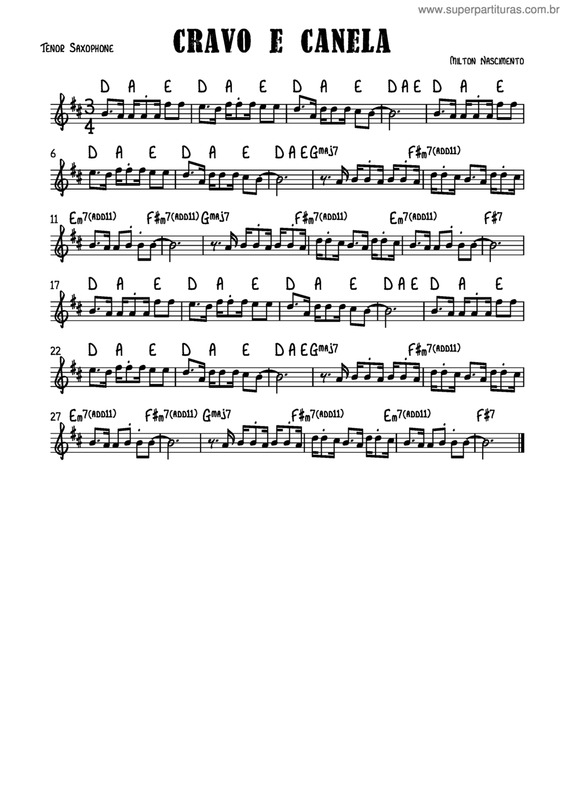 Partitura da música Cravo E Canela v.2