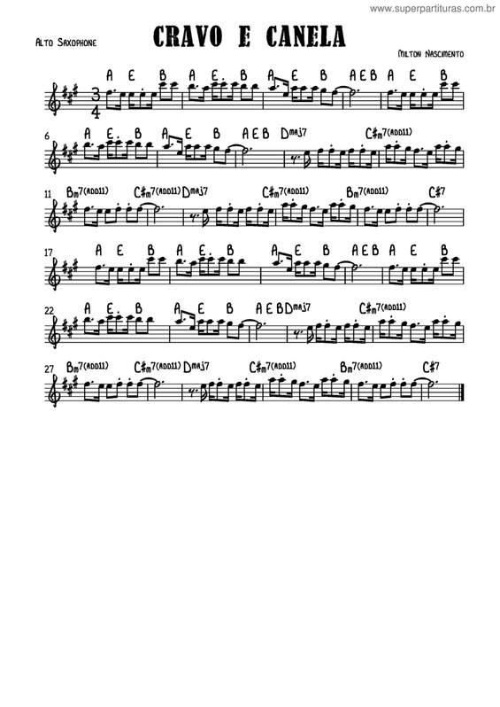 Partitura da música Cravo E Canela v.3