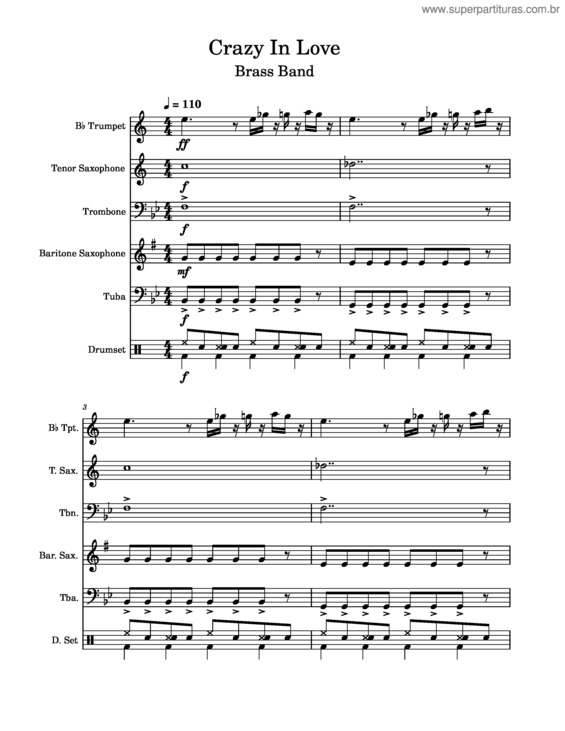 Partitura da música Crazy In Love – Beyoncé Crazy In Love – Brass Band