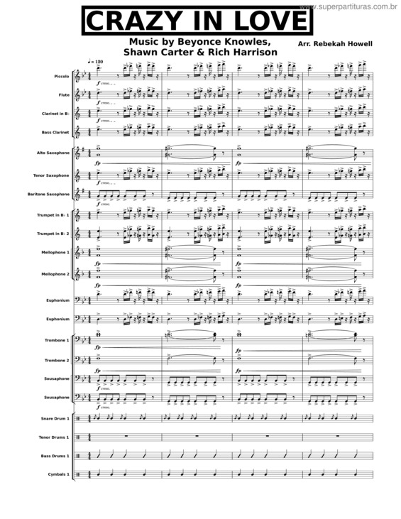 Partitura da música Crazy In Love – Beyoncé Crazy In Love– Pep Band Tune