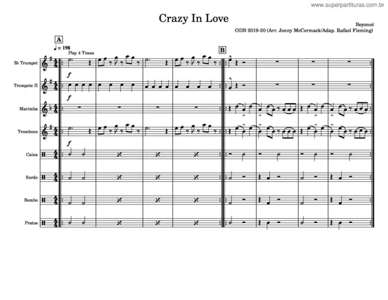 Partitura da música Crazy In Love – Beyoncé Crazy In Love For Marching Band