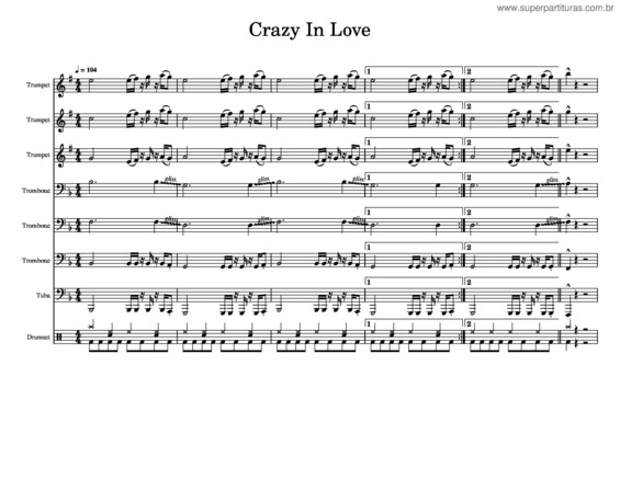 Partitura da música Crazy In Love – Beyoncé Crazy In Love Riff