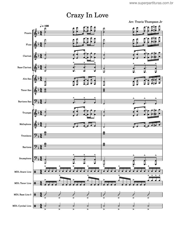 Partitura da música Crazy In Love – Beyoncé Crazy In Love v.2