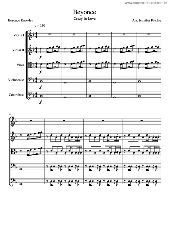 Partitura da música Crazy In Love – Beyonce