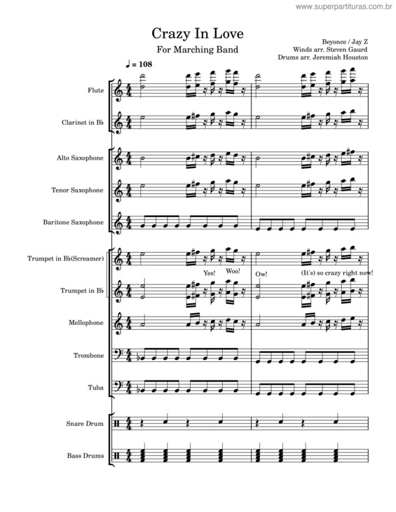 Partitura da música Crazy In Love For Marching Band