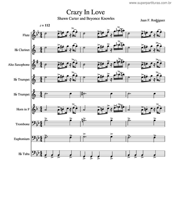 Partitura da música Crazy In Love Short