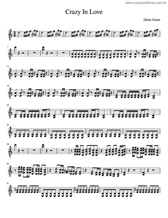 Partitura da música Crazy In Love v.12