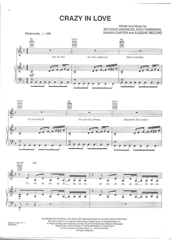 Partitura da música Crazy In Love v.3