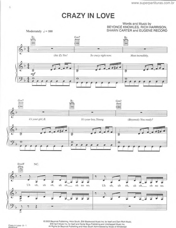 Partitura da música Crazy In Love