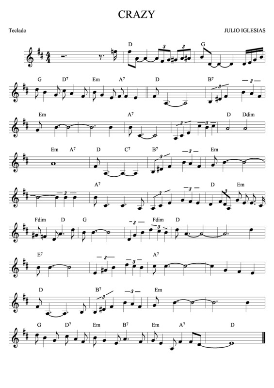 Partitura da música Crazy v.12