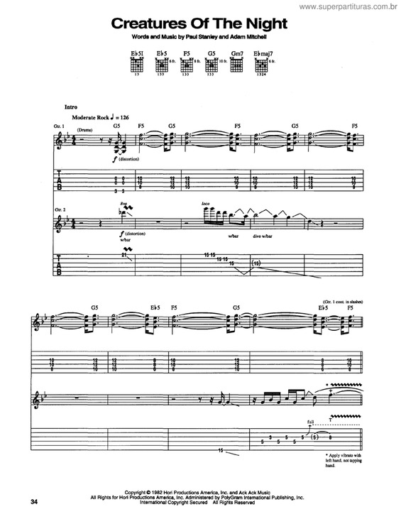 Partitura da música Creatures of the night