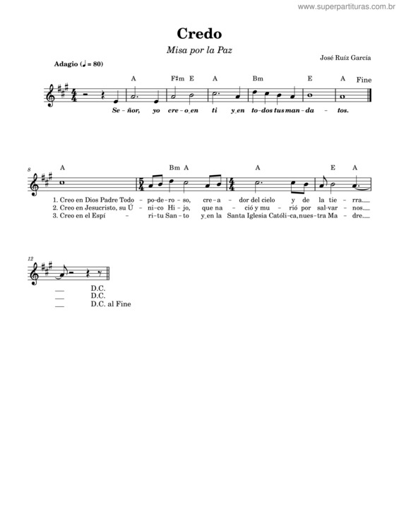 Partitura da música Credo – Misa Por La Paz –