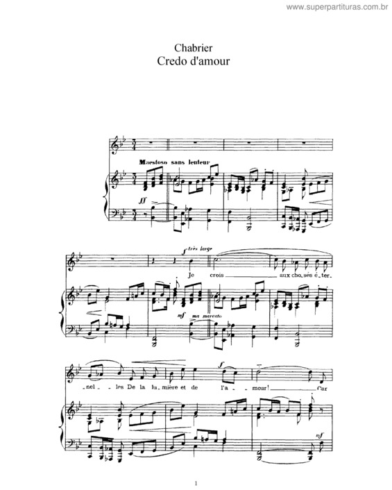 Partitura da música Credo d’amour