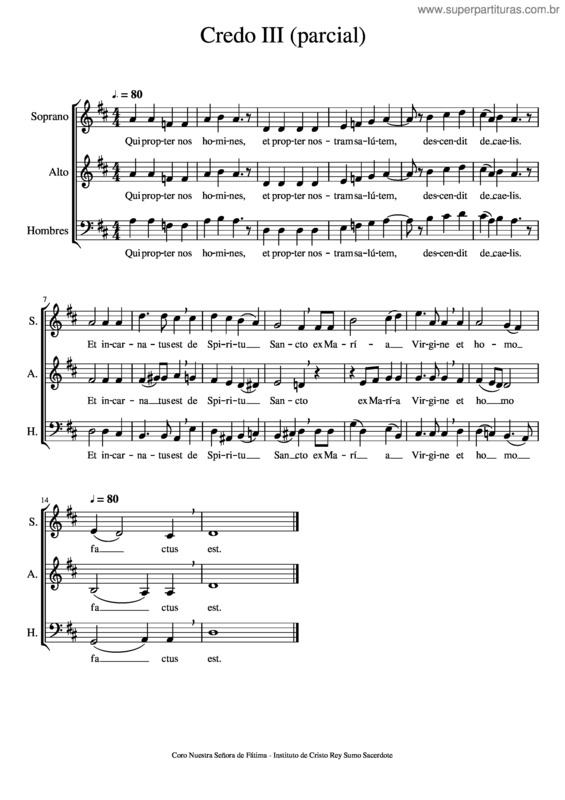 Partitura da música Credo Iii